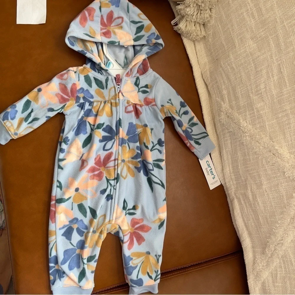 Carter’s Baby Floral Fleece Jumpsuit size 6 months
